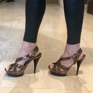 Michael Kors Antique Brass Niki Cross Strap Sandal